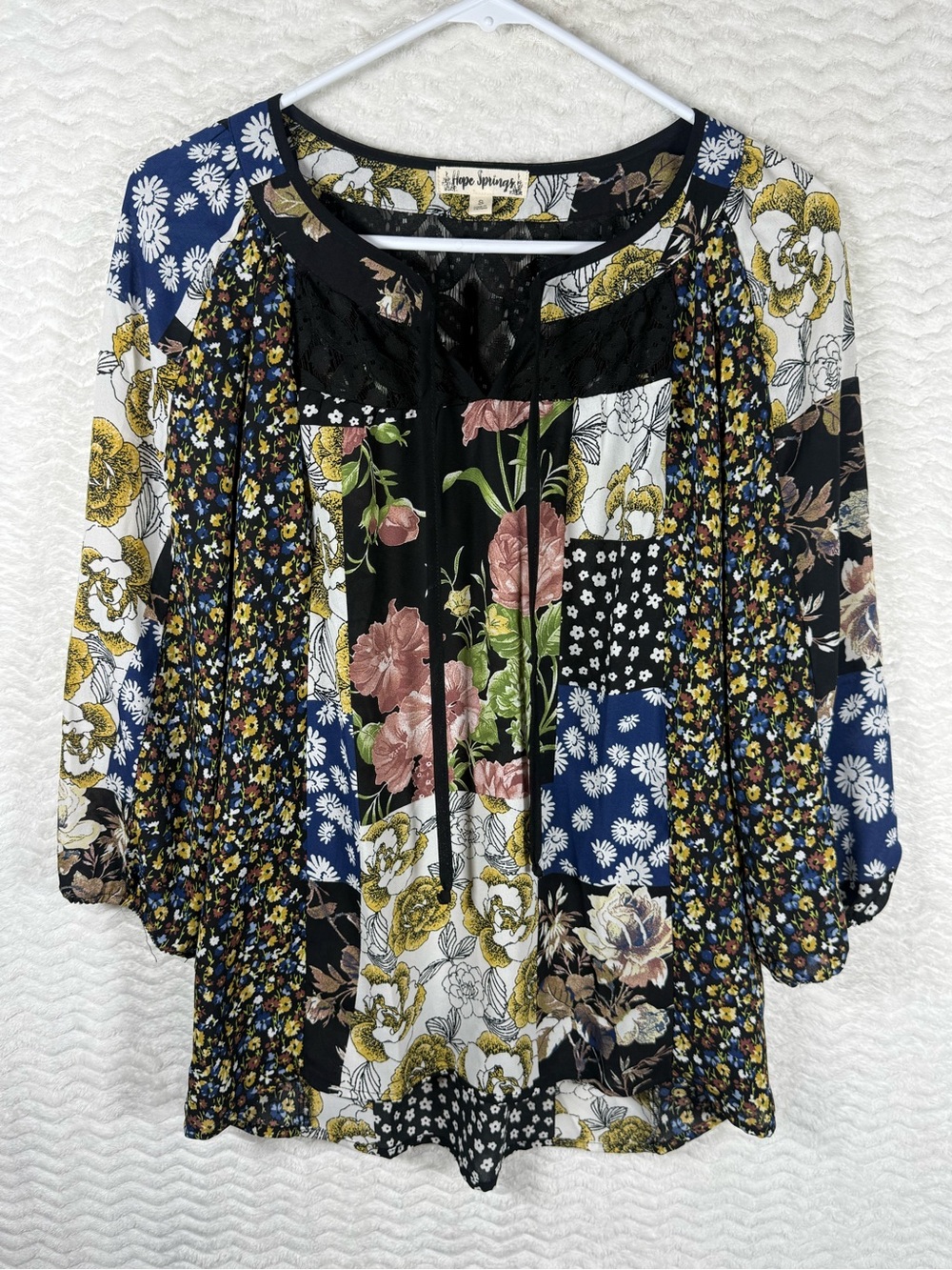 Hope Springs boho floral patchwork blouse